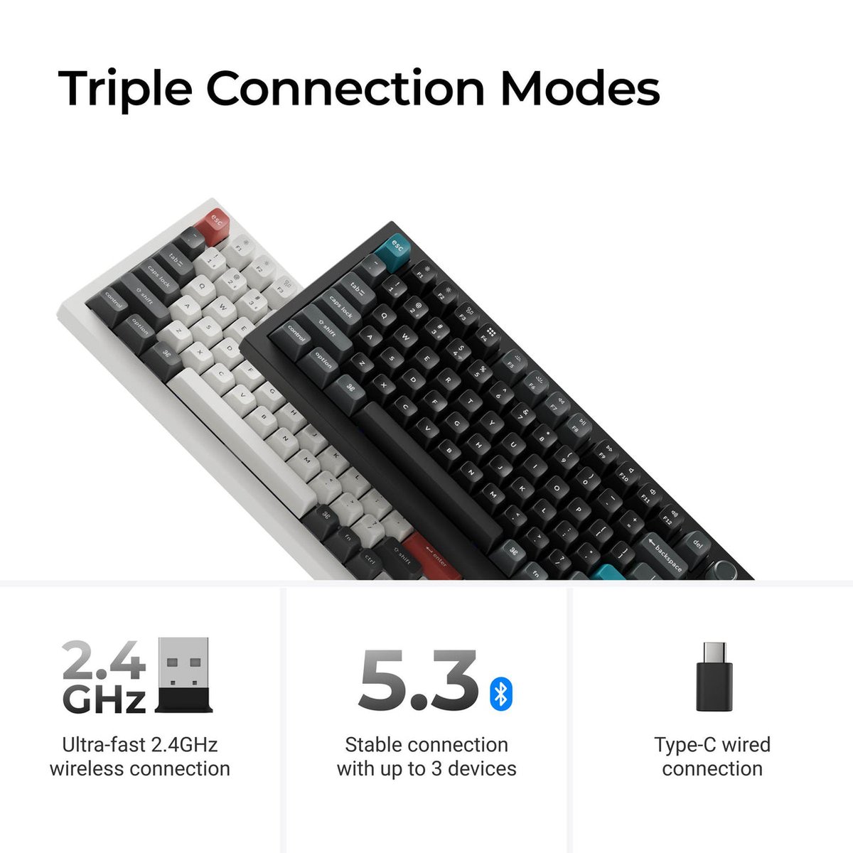 Keychron Q1 Ultra 8K (Q1U-M4) ZMK 75% 全鋁殼三模無線機械鍵盤(碳黑-Keychron Silk POM 香蕉軸)