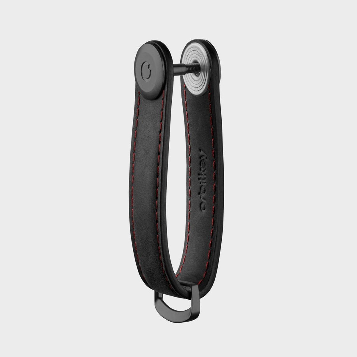 Orbitkey Crazy Horse Key Organiser 瘋馬皮鎖匙收納帶(純黑-紅線)