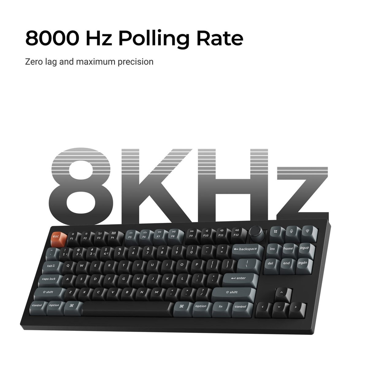 Keychron V3 Ultra 8K (V3U-D1) ZMK 三模無線機械鍵盤(碳黑-Keychron Silk POM 紅軸)