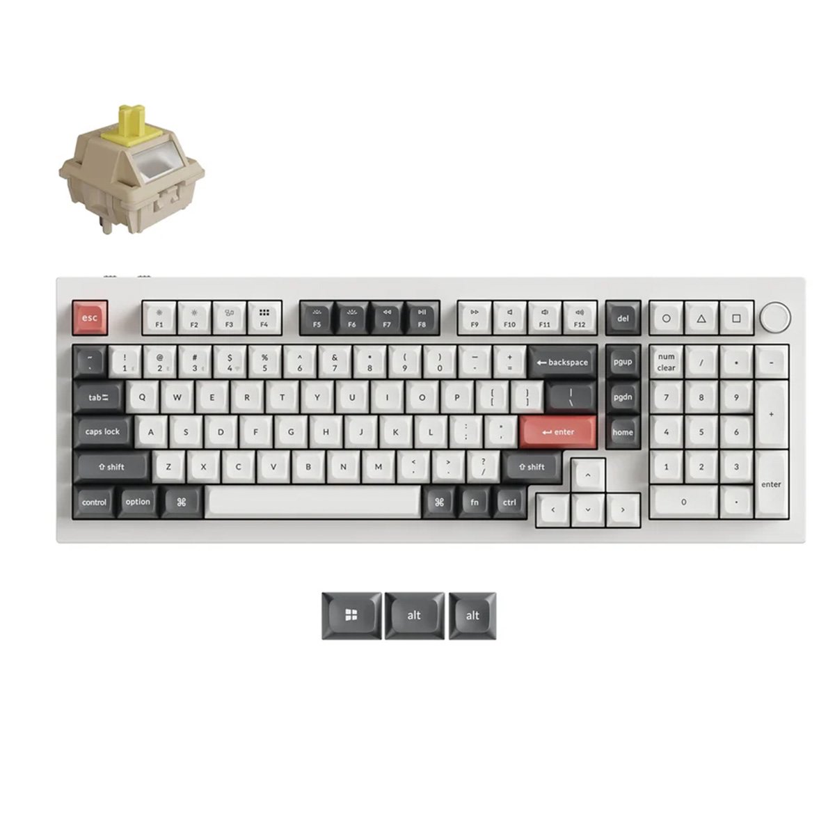 Keychron Q5 Ultra 8K (Q5U-P4) ZMK 96% 全鋁殼三模無線機械鍵盤(Keychron Silk POM 香蕉軸-白色)