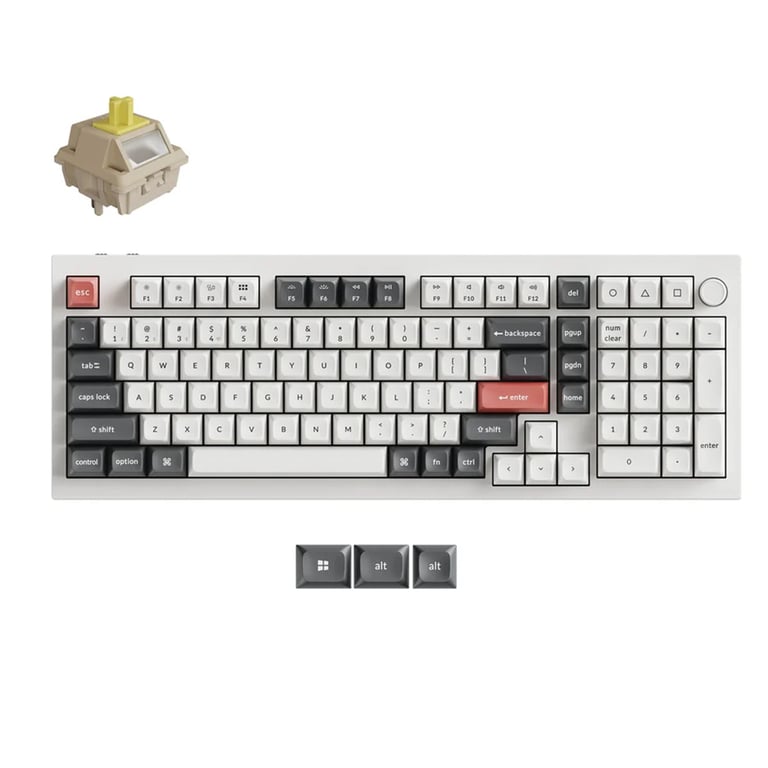 Keychron Q5 Ultra 8K (Q5U-P4) ZMK 96% 全鋁殼三模無線機械鍵盤(Keychron Silk POM 香蕉軸-白色)