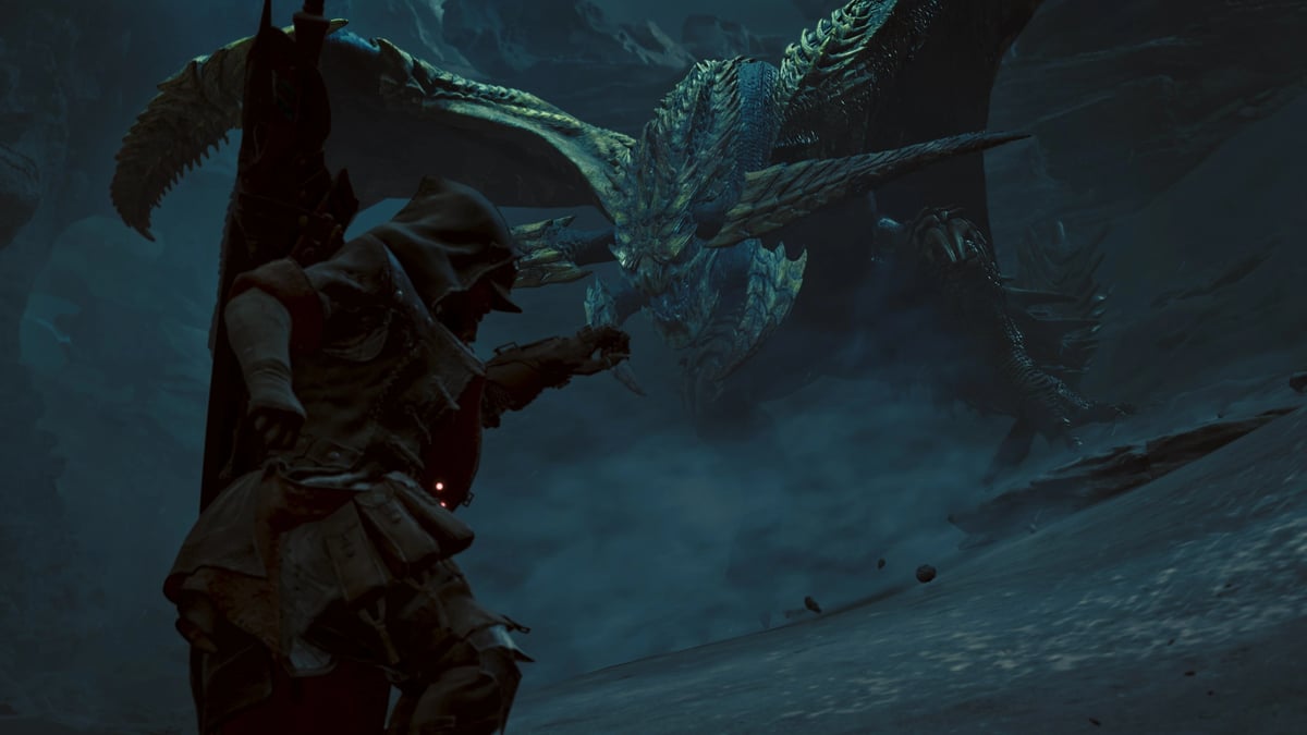 Monster Hunter Wilds 獵人面對大型龍形怪物