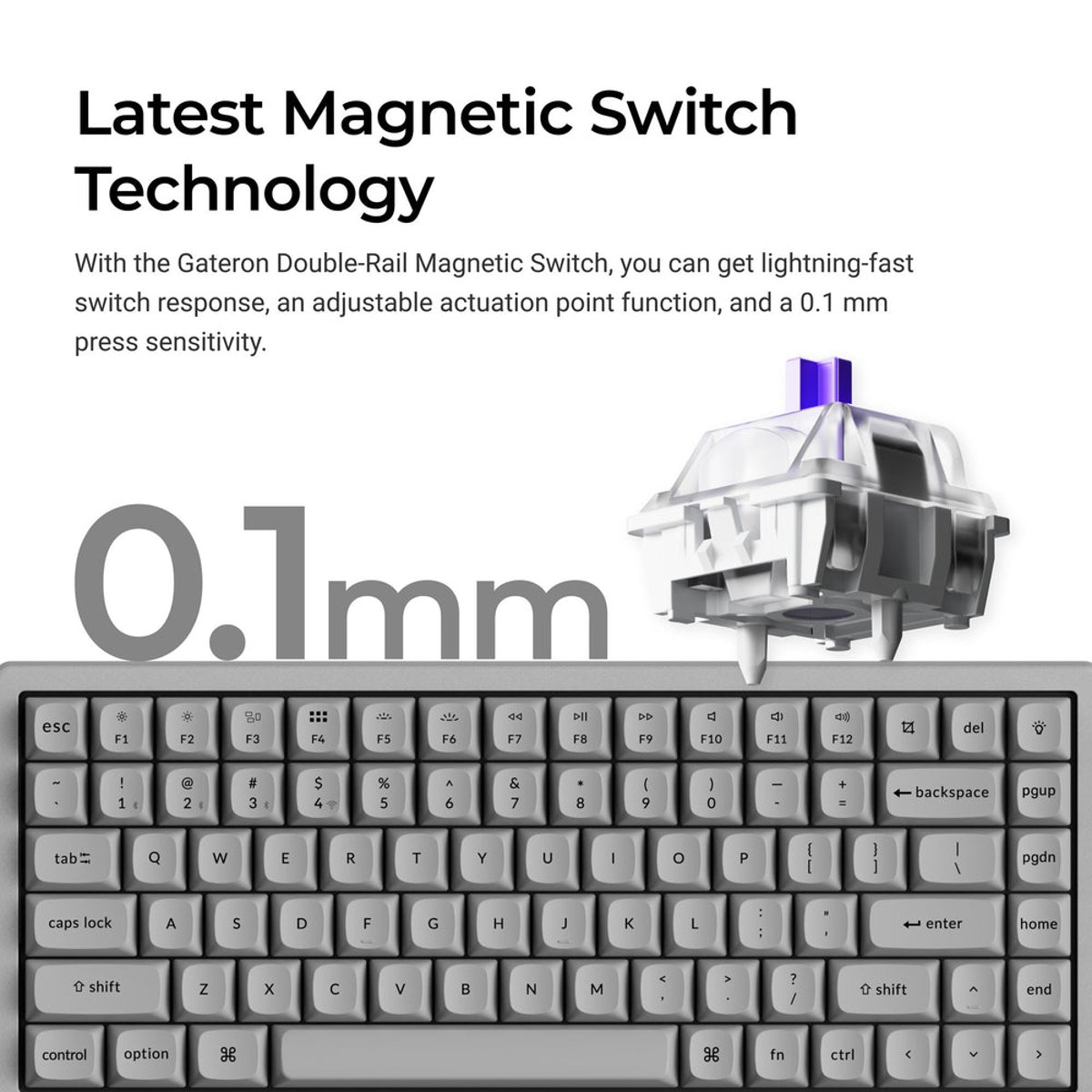 Keychron K2 HE (K2H-F1C) QMK 三模無線磁軸鍵盤(特別版-Concrete Edition)