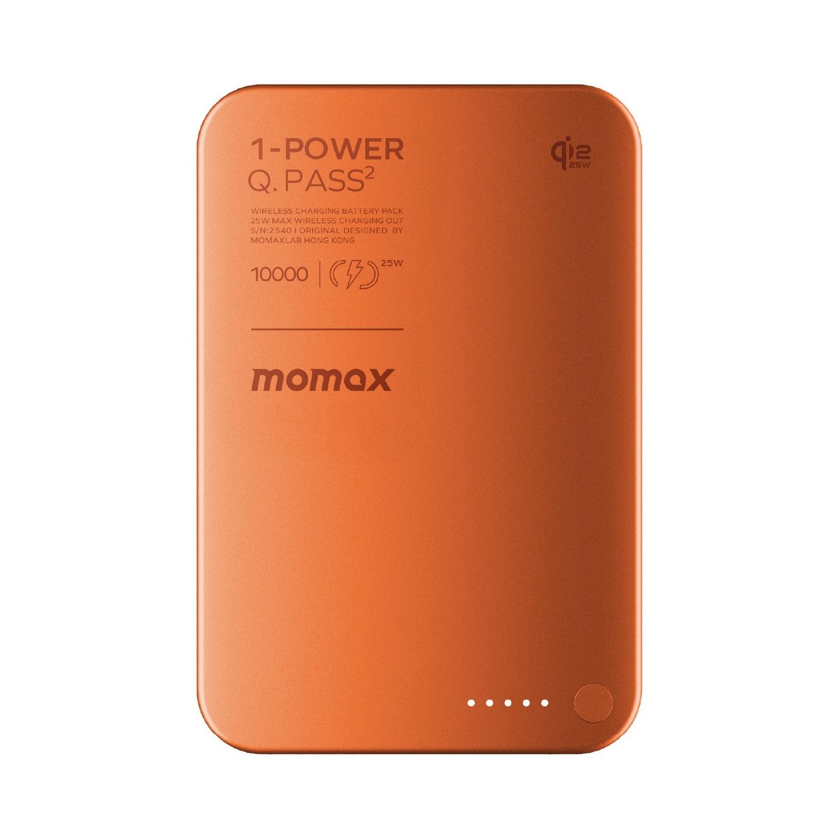 MOMAX 1-Power Q.Pass2 Qi2.2 10000mAh 磁吸流動電源(IP168Q2)(橙色)