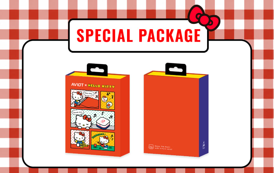AVIOT × Hello Kitty 復古漫畫風包裝盒正反面