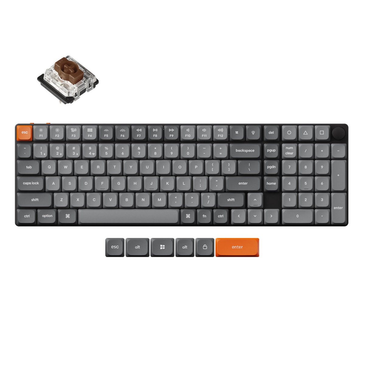 Keychron K17 Max (K17M-H3) RGB Swappable 極薄無線機械鍵盤(茶軸)