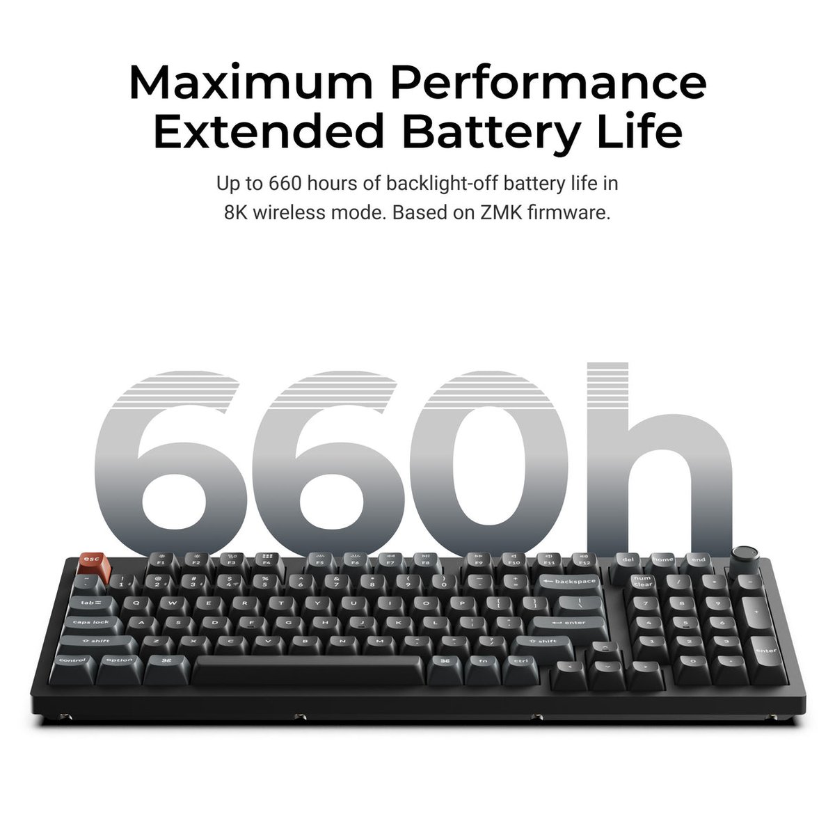 Keychron V5 Ultra 8K (V5U-D1) ZMK 96% 三模無線機械鍵盤(碳黑-Keychron Silk POM 紅軸)