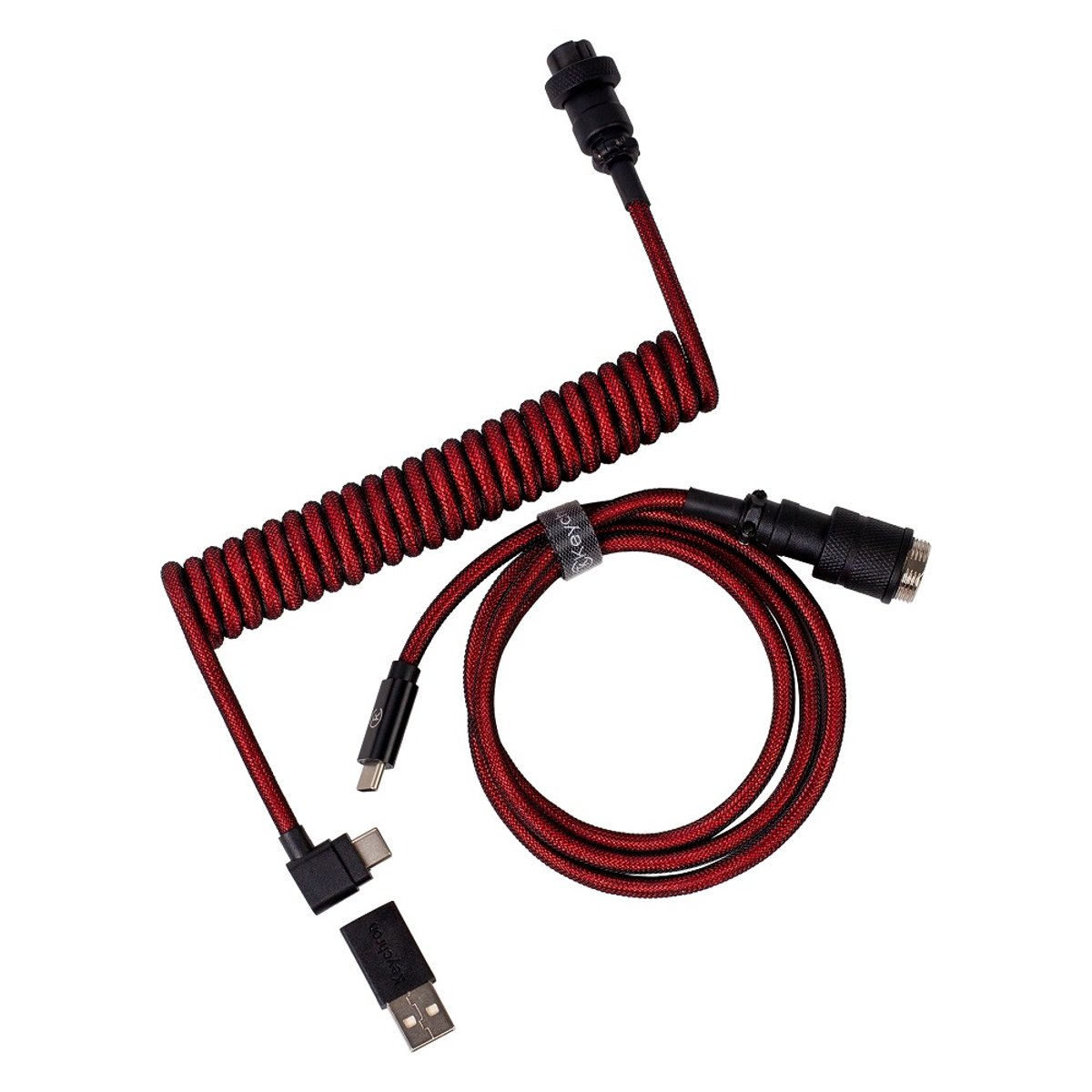 Keychron 優質編織USB-C捲線 (Cab-4)(紅色-L型插頭)