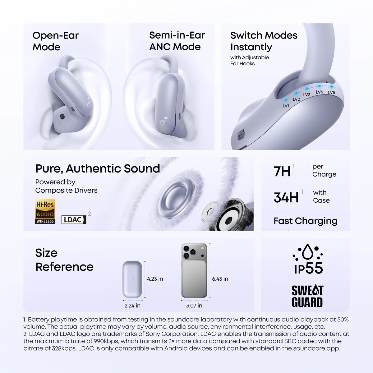 Anker Soundcore AeroFit 2 Pro 開放式氣導運動無線藍牙耳機 (A3875)(紫色)