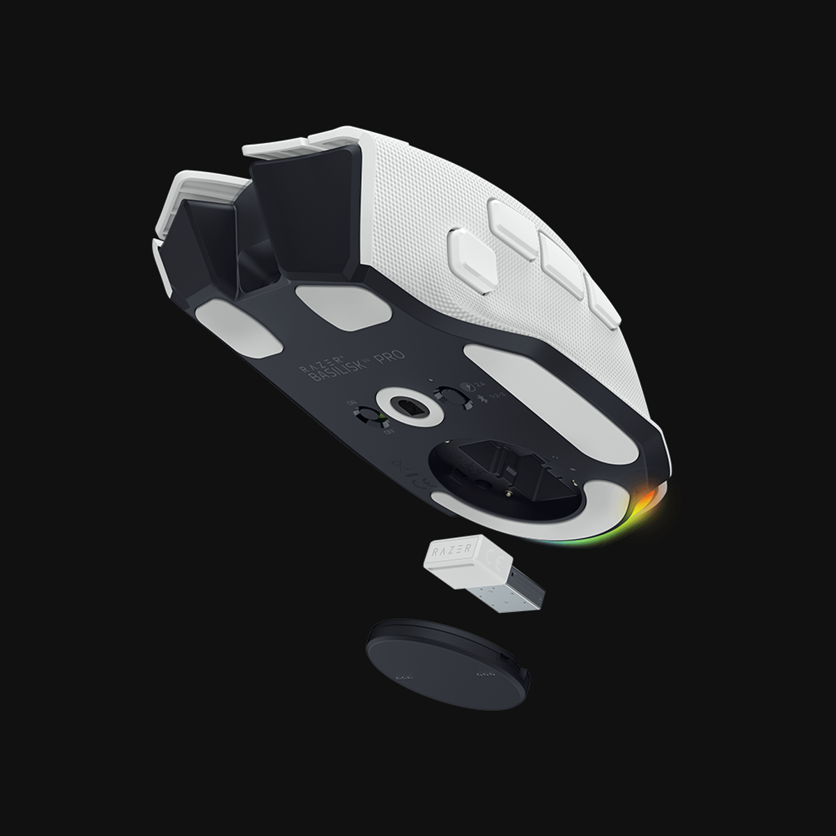 Razer Basilisk V4 Pro 8kHz 三模無線遊戲滑鼠(白色)